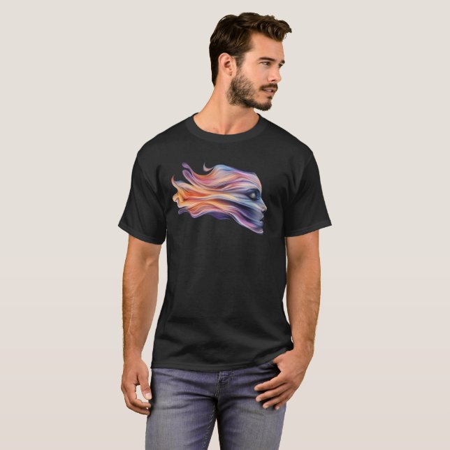 Profil der Frau in kosmischen Farben T-Shirt (Vorne ganz)
