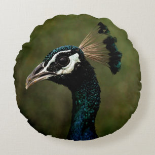 Profil des Pfaus  Rundes Kissen