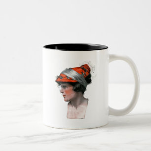 Profil einer Frau Zweifarbige Tasse