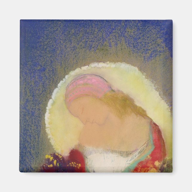 Profil eines Mädchens mit Blume, c.1900 Magnet (Vorne)