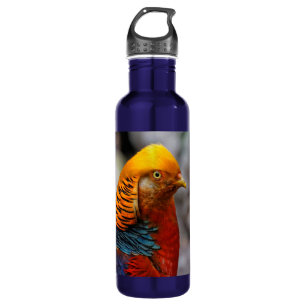 Profil eines roten Golden Pheasant Edelstahlflasche