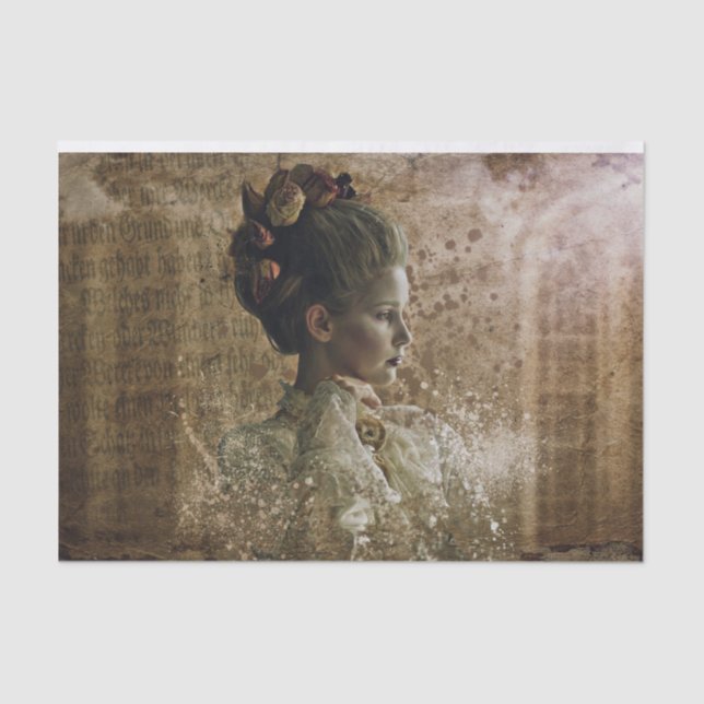 Profil eines Vintagen Frauenfachpapiers Seidenpapier (Vorderseite)