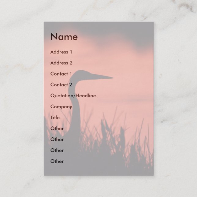 Profil oder Visitenkarte, Reiher Visitenkarte (Vorderseite)