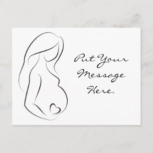 Profil-schwangere Frauen-Bauch-Herz Ankündigungspostkarte