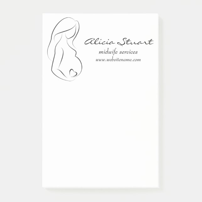 Profil-schwangere Frauen-Bauch-Herz Post-it Klebezettel (Vorderseite)