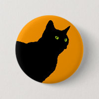 Profil-schwarze Katze auf Orange