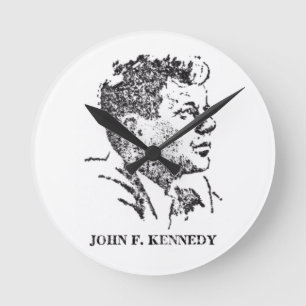 Profil von John F. Kennedy 1963 Runde Wanduhr