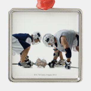Profil von zwei jungen Männern, die Lacrosse Ornament Aus Metall