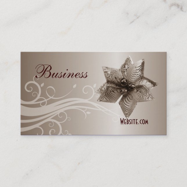 Profile Business Card Beige Swirl Jewel Visitenkarte (Vorderseite)