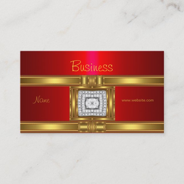 Profile Business Card Gold auf rotem Diamant Jewel Visitenkarte (Vorderseite)