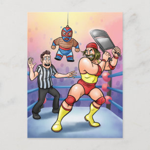 Profiwrestler Stahlstuhl Geburtstag Postkarte