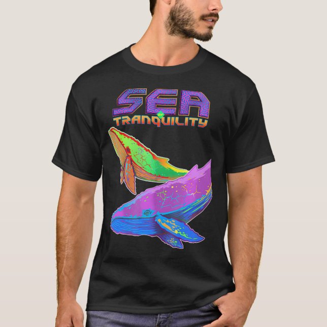 Prog Rock Music Space Whales Retro Graphic Adult T-Shirt (Vorderseite)