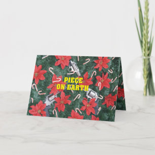 Progewehr-Stück auf Erdweihnachten Feiertagskarte