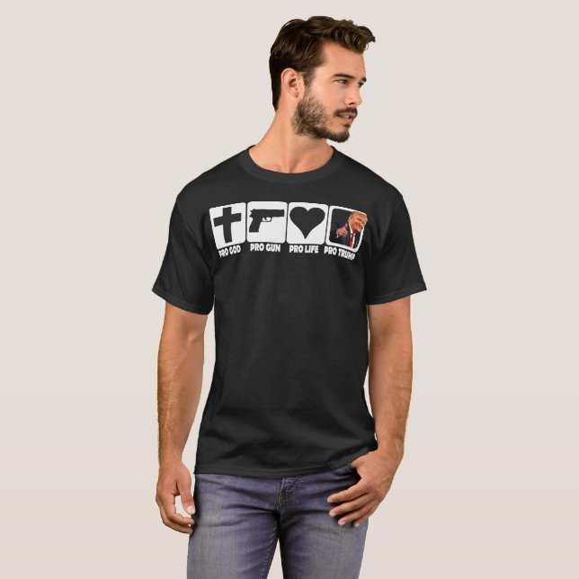 Progott… Gewehre… Leben… TRUMPF auf dunklem Gewebe T-Shirt (Vorne ganz)