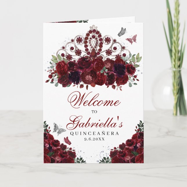 Programm Burgundy & Silver Tiara Quinceanera (Vorderseite)