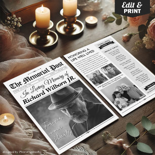 Programm "Custom Funeral Newspaper w", Gedenkkarte
