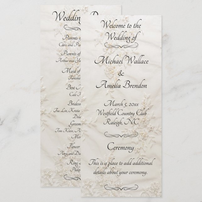 Programm für bestickte Hochzeiten (Vorne/Hinten)