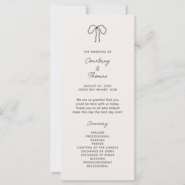 Programm für die handgezeichnete Whimsical-Hochzei (Vorderseite)