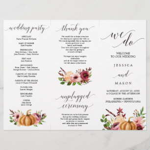 Programm für die Herbstblase-Tri-Fold-Hochzeit Flyer