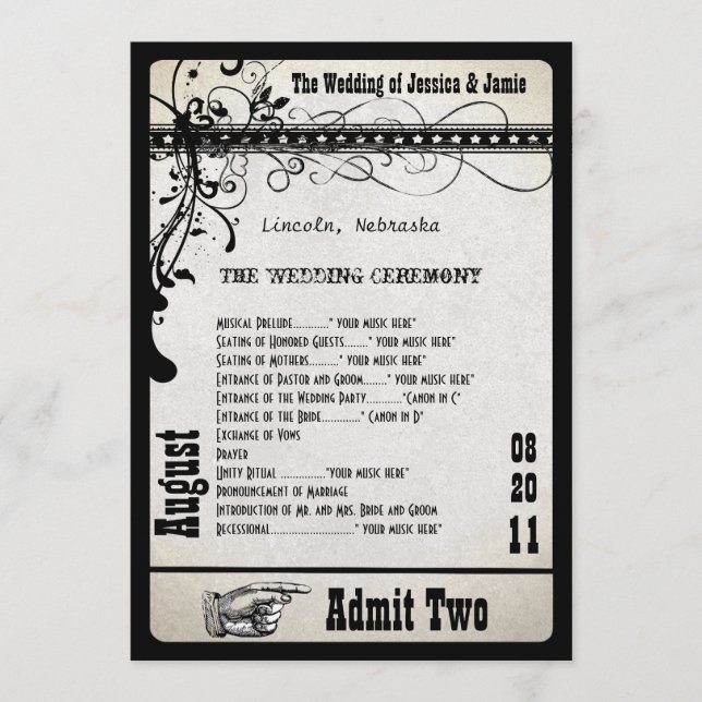 Programm für die Hochzeit von Playbill Metallic Si (Vorderseite)