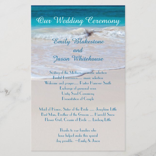 Programm für eine erschwingliche Hochzeit von Küst (Vorderseite)