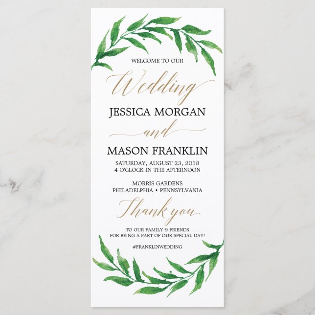 Programm für Hochzeiten im Grünen - Zeremonie (Vorderseite)