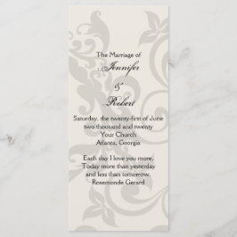 Programm für Holzkohle und Ivory-Filigree-Hochzeit