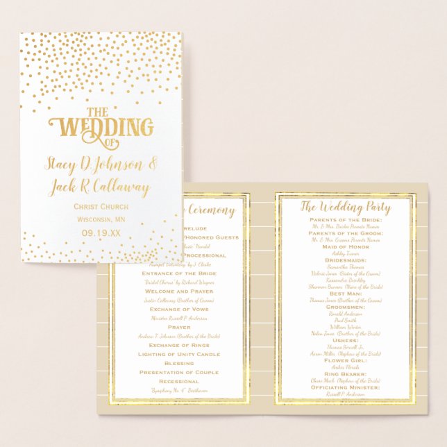PROGRAMM "Gold Foil WEDDING" Confetti Typografie (Anzeige)