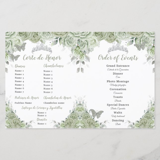 Programm "Green Floral Quinceñera XV" (Rückseite)
