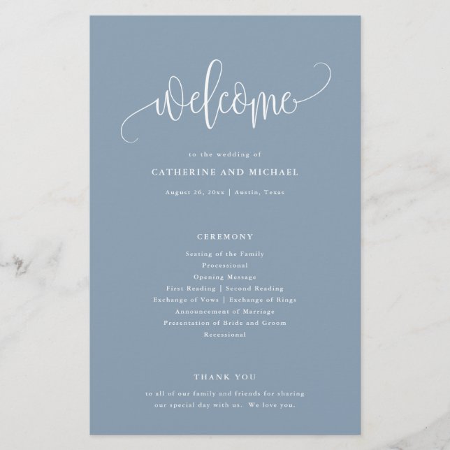 Programm "Minimalistische Kalligrafie - blaues Pap Flyer (Vorne)