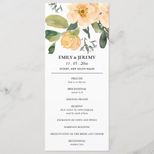 PROGRAMM PEACH GRAY PEONY FLORAL WATERCOLOR WEDDIN
