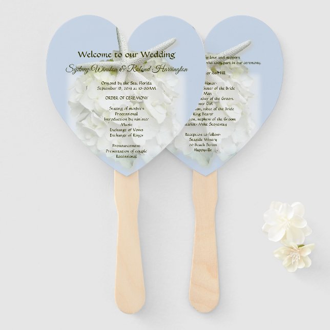 Programm "Seaside Garden Heart Shaped Wedding Fan" Fächer (Vorne und Hinten)