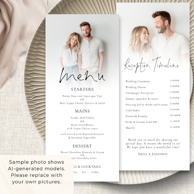 Programm und Menü 2 Foto-Overlay-Hochzeit (front and back view)