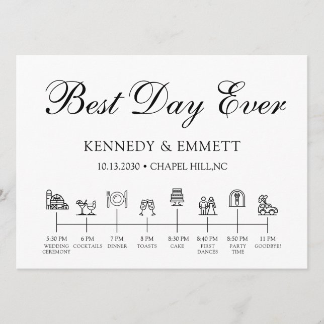 Programm zum Hochzeitstag (Vorderseite)