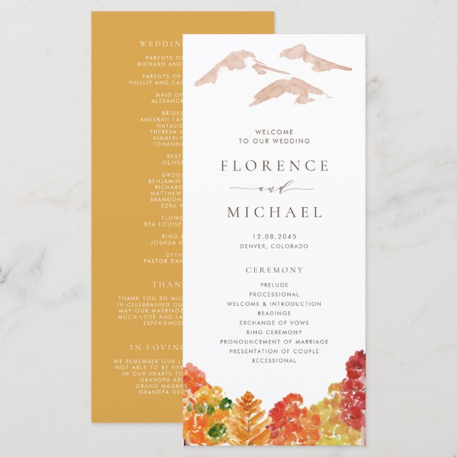 Programm zur Hochzeit im Herbst der Waldlandschaft (Vorne/Hinten)