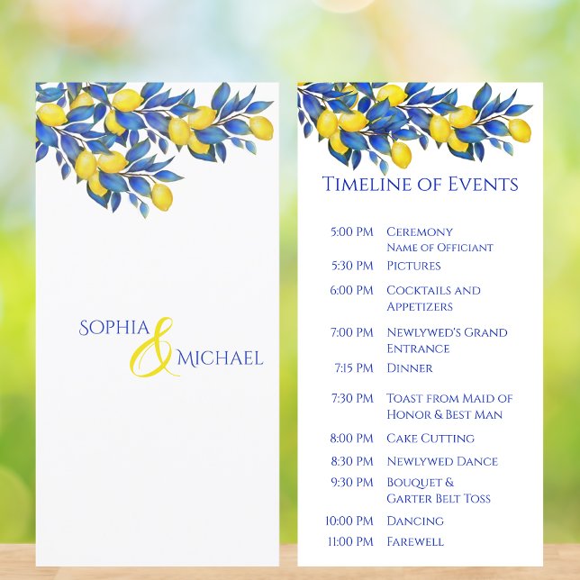Programm zur Hochzeit im Mittelmeerraum - (Mediterranean-Lemons- Wedding Program-Timeline of Events)