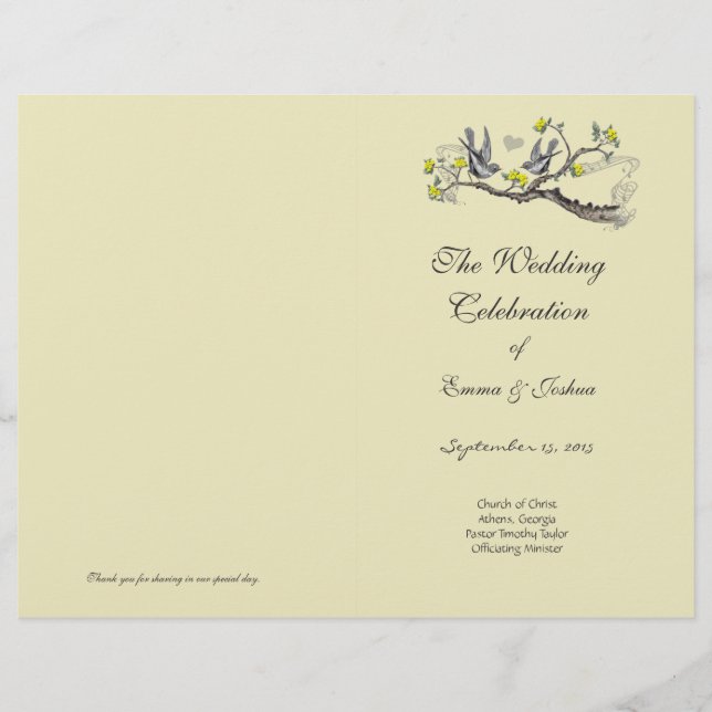 Programmabdeckung für Vintages Bird Yellow and Gra (Vorderseite)