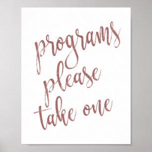 Programme Bitte Eins Mitnehmen Rosen Gold Glitter Poster