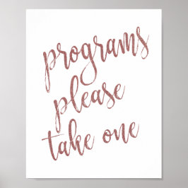 Programme Bitte nehmen Sie eine Rose Gold Glitzer- Poster