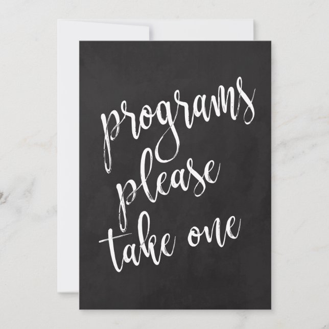 Programme erschwingliche Chalkboard-Hochzeitsskrip (Vorderseite)