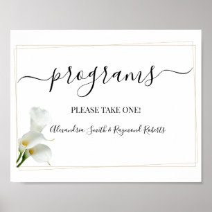 Programme Hochzeit Zeremonie Grüne Calla Lily Sing Poster