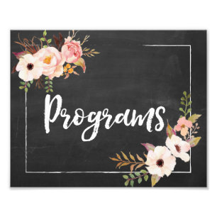Programme Rustikales Chalkboard Floral Wedding Sig Fotodruck