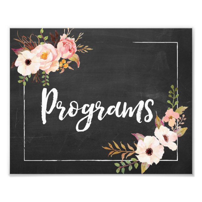 Programme Rustikales Chalkboard Floral Wedding Sig Fotodruck (Vorne)