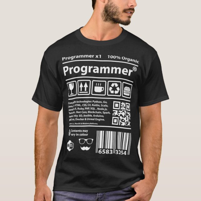 Programmer barcode devops developer scrum coding j T-Shirt (Vorderseite)