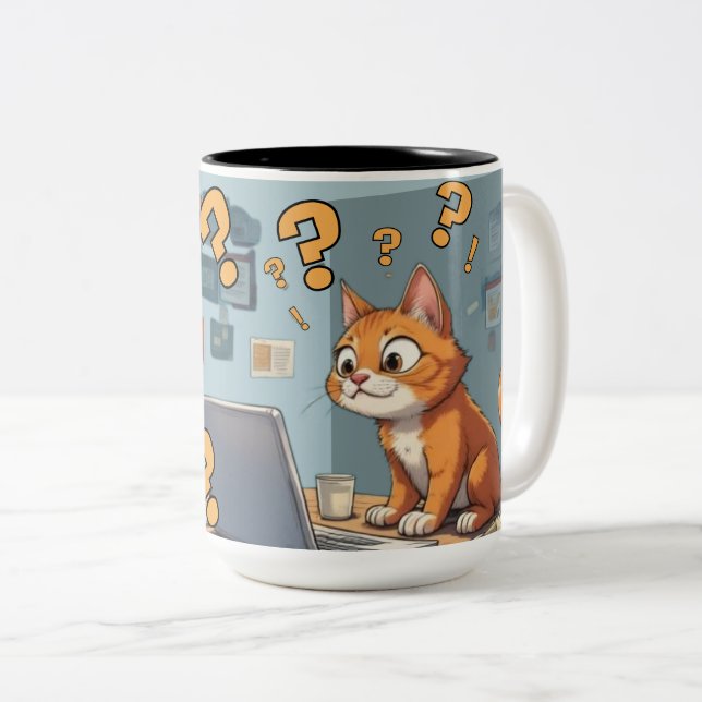 Programmer Cat Humour Code, Cats, Coffee – Repeat Zweifarbige Tasse (VorderseiteRechts)