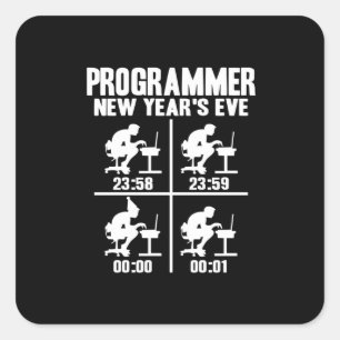 Programmer Neujahr Quadratischer Aufkleber