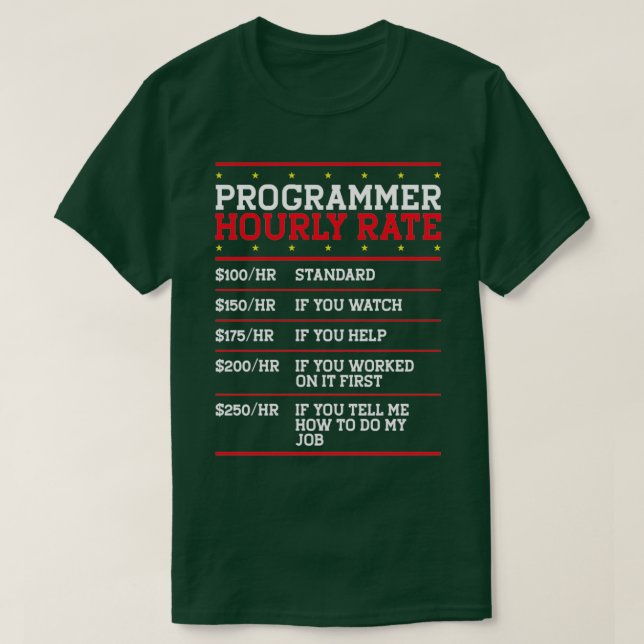 Programmer Stundenlohn Coder IT T-Shirt (Design vorne)