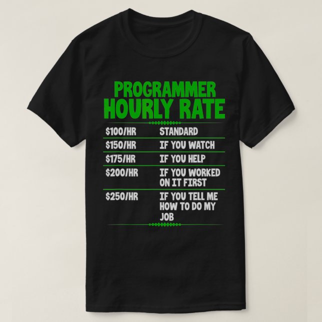 Programmer Stundenrate Funny Computer Programming T-Shirt (Design vorne)