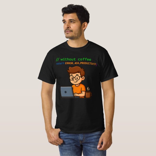 Programmer T-Shirt – Error 404 Productivity (Vorne ganz)
