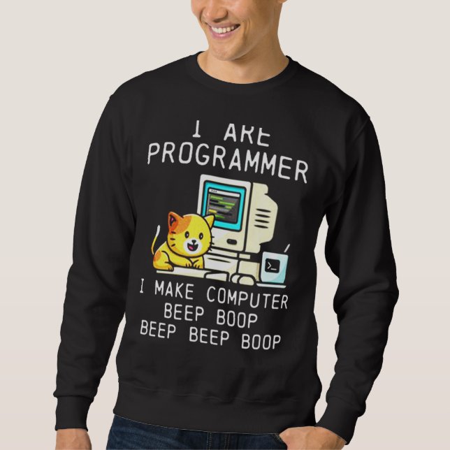 Programmier Cat Beep Boop Coding Sweatshirt (Vorderseite)